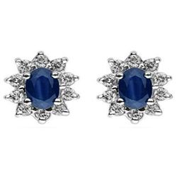 Genuine 1.50 ctw Sapphire Earring 14kt Yellow or White Gold 1.9g