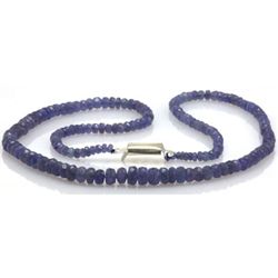 Natural AA Tanzanite Micro Faceted Rondelles Graduated Necklace Gemstone 104.80ctw with brass clasp