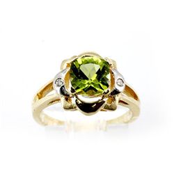 Genuine  Peridot  1.54  ctw  Diamond Ring  14KT  4.03g  RS5.25