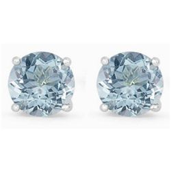 Genuine 1.50 ctw Aqua Marine Stud Earring 14kt Yellow or White Gold 0.86g