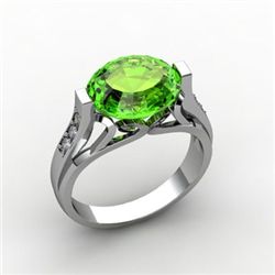 Genuine 4.09 ctw Peridot Ring 10kt White or Yellow Gold