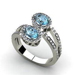 Aqua Marine 1.13 ctw & Diamond Ring 18kt W/Y  Gold