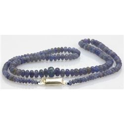 Natural Tanzanite Smooth Faceted Round Gradual Beads Necklace Gemstone 87.00ctw with brass clasp