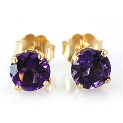 Genuine 1.40 ctw Amethyst Stud Earring 14kt Yellow or White Gold 0.86g