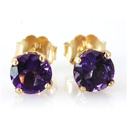 Genuine 3.60 ctw Amethyst Stud Earring 14kt Yellow or White Gold 1.1g