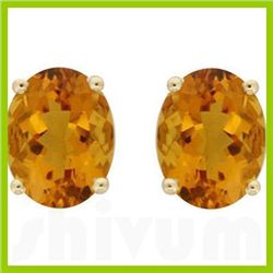 Genuine 2.50 ctw Citrine Oval Stud Earrings 14kt Gold-White