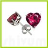 Image 1 : Genuine 3.0 ctw Heart Ruby Stud Earrings 14kt Gold-White