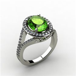 Periodt 3.08 ctw & Diamond Ring 14kt W/Y  Gold