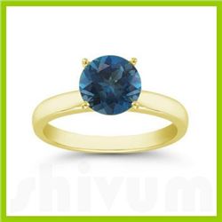 Genuine 0.85 ctw London Blue Topaz Solitaire Ring 14kt Gold-Yellow