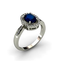 Sapphire 1.80 ctw & Diamond Ring 18kt W/Y  Gold