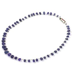 Natural Tanzanite Smooth Teardrop Beads Stringing Necklace Gemstones 74.00ctw with brass clasp