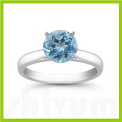 Genuine 2.50 ctw Blue Topaz Solitaire Ring 14kt Gold-White 8mm