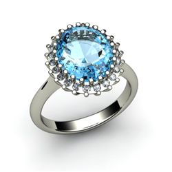Aqua Marine  4.72 ctw & Diamond Ring 14kt W/Y  Gold