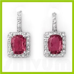 Genuine 3.55 ctw Pink Tourmaline & Diamond Earrings 14kt Gold-White