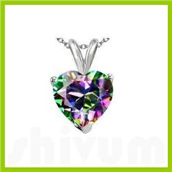 Genuine 2.0 ctw Genuine Mystic Rainbow Topaz Heart Pendant 14kt Gold-White