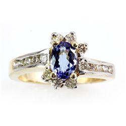 Genuine Tanzanite (Zoisite) 1.31 ctw  Diamond Ring  14KT  4.29g  RS5.75