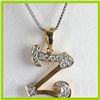 Image 1 : Genuine 0.10 ctw Alphabet Initial Letter Z Diamond Necklace 16" 14kt Gold-Yellow