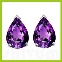 Genuine 2.50 ctw Amethyst Pear Shape Earrings 14kt Gold-White