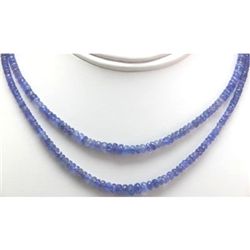 Natural AA 2Row Tanzanite Micro Faceted Rondelles Graduated Necklace Gemstone 130.95ctw brass clasp