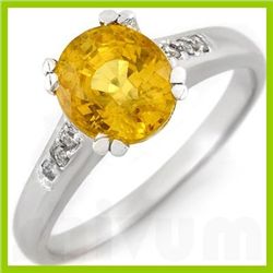 Genuine 2.50 ctw Yellow Sapphire & Diamond Ring 10kt Gold-White