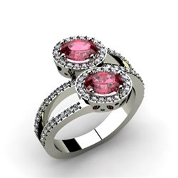 Garnet 1.43 ctw & Diamond Ring 18kt W/Y  Gold