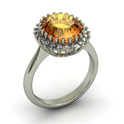 Citrine  4.42 ctw & Diamond Ring 18kt W/Y  Gold