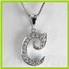 Image 1 : Genuine 0.12 ctw Alphabet Initial Letter C Diamond Necklace 16" 14kt Gold-White