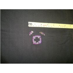 Vintage Costume Jewelry:  Purple Brooch and Earrings