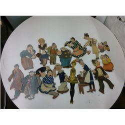 Wood Cartoon Cut Outs 14 pieces From Mid Century