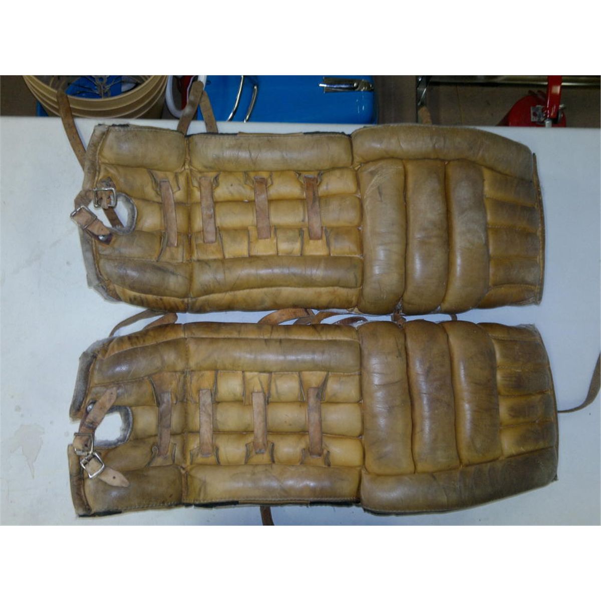Old Leather Goalie Pads