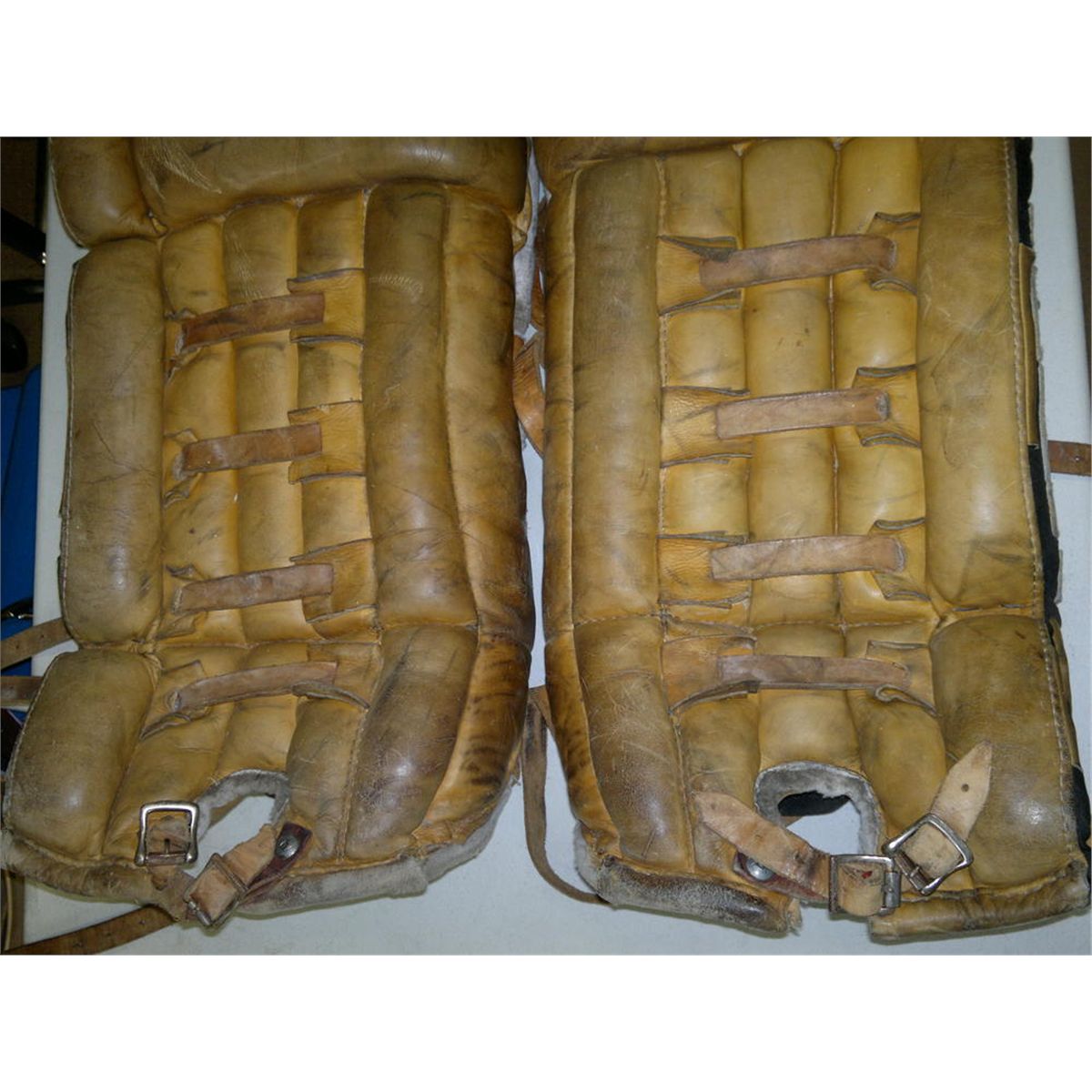 Old Leather Goalie Pads