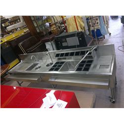 Commercial Stainless Steel Counter Top on Wheels with Sink