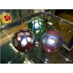 Robert Held Art Glass Three Round Paper Weights