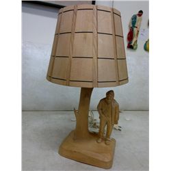 Carved Folk Art Lamp from Quebec