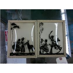 Silhouette on Glass, Framed Pair, children