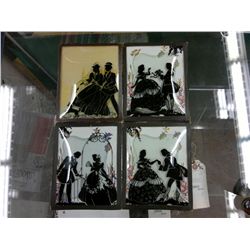 Silhouette on Glass, 4 pieces, Coupes, unframed