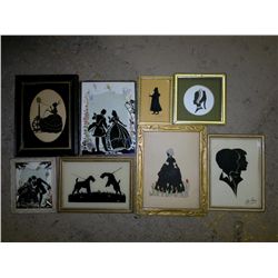 Group lot of 8 ink Silhouette all framed