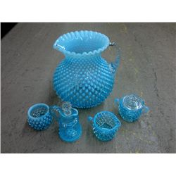 Light Blue Glass set, Hobnail pattern
