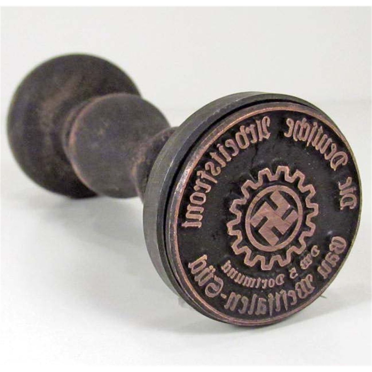 GERMAN NAZI WAX SEAL / RUBBER STAMP W/ WOOD HANDLE