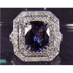 14K WHITE GOLD LADIES TANZANITE AND DIAMOND RING
