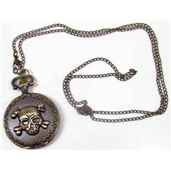 QUARTZ POCKET WATCH - SKELETON W/ NECKLACE CHAIN