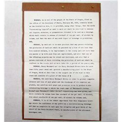 1916 HENRY WEINHARD PROHIBITION DOCUMENT