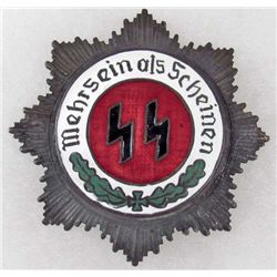 GERMAN NAZI SS ENAMELED BADGE W/ SCREW BACK