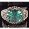 Image 1 : 14K GOLD LADIES EMERALD AND DIAMOND RING - SIZE 6.5