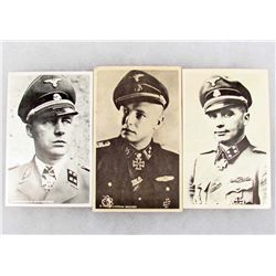 LOT OF 3 GERMAN NAZI WAFFEN SS OFFICER SOLDIER POSTCARDS