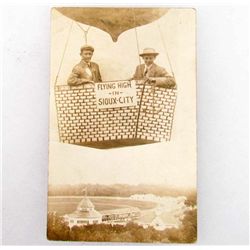 EARLY RPPC REAL PHOTO POSTCARD OF FLYING HIGH IN SIOUX CITY, IOWA