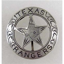 OLD WEST TEXAS RANGER COWBOY LAW BADGE - SILVER CUT OUT PESO