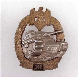 GERMAN NAZI ARMY '100' TANK ASSAULT BADGE