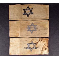 LOT OF 3 GERMAN NAZI HOLOCAUST ARMBANDS - GHETTO & GHETTO POLICE