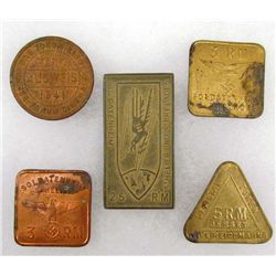 LOT OF 5 GERMAN NAZI MILITARY COINS